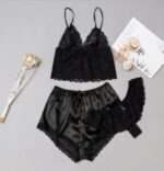 Satin and Lace Three Piece Sleepwear Set by My Secret Drawer® mysecretdrawer.com 58